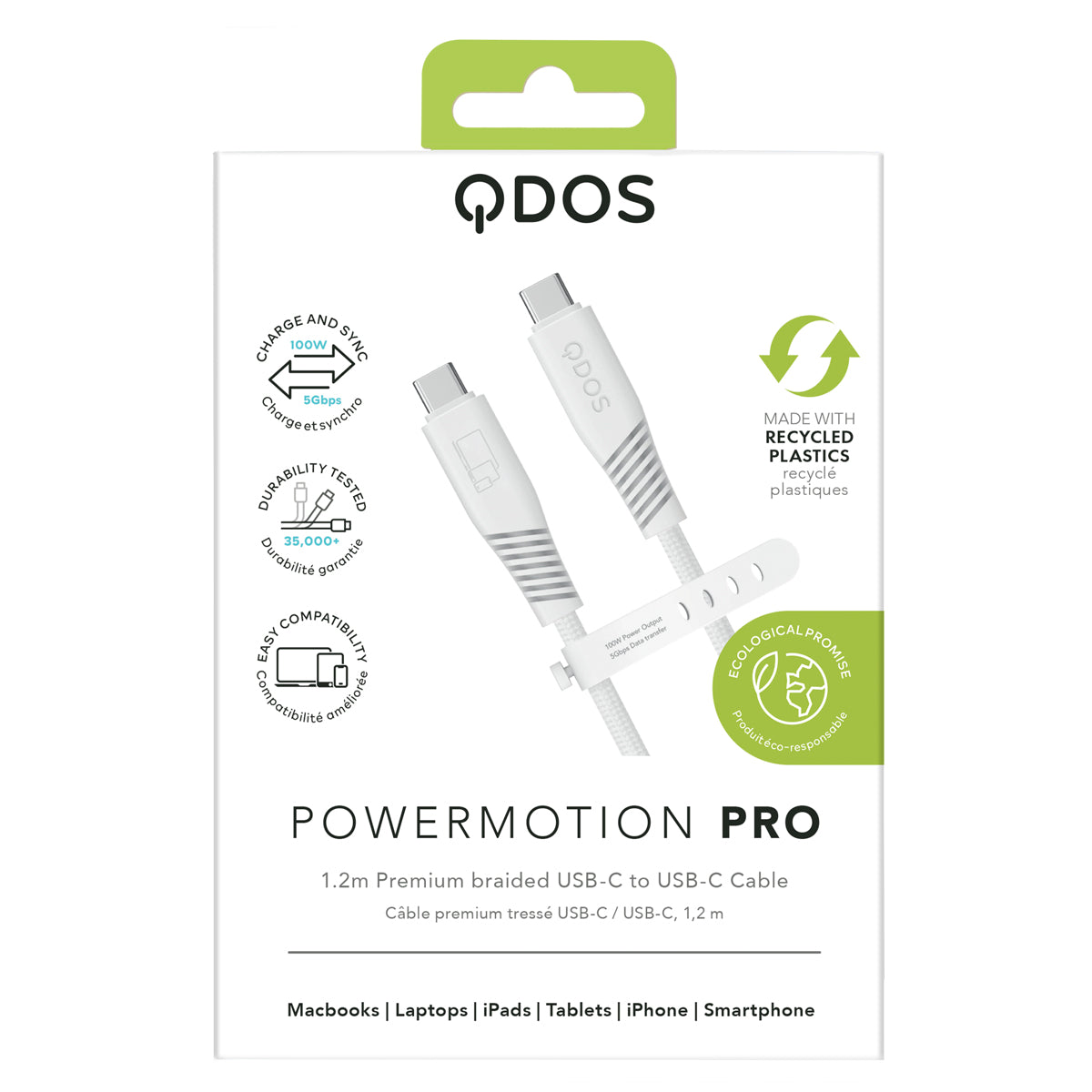PowerMotion Pro - USB-C to USB-C Cable (USB 3.0, 1.2m) - White