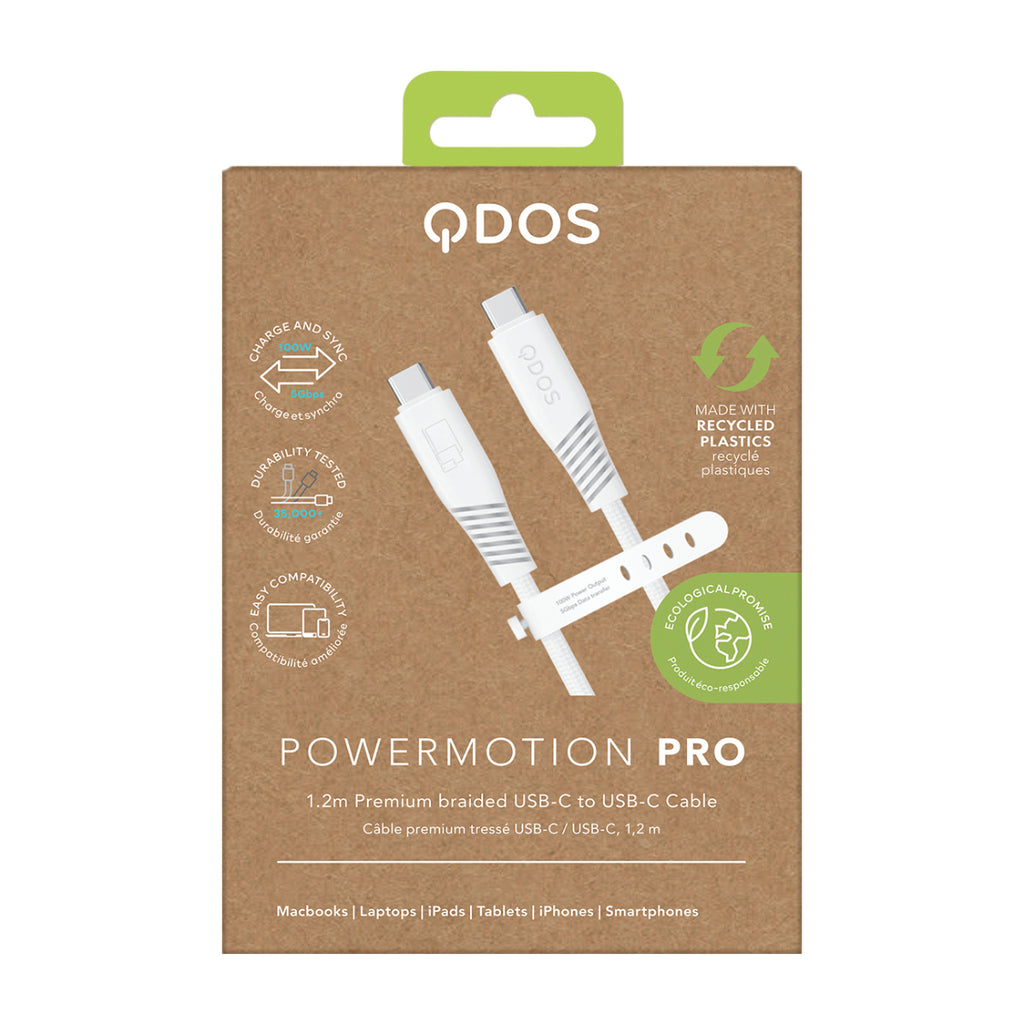 (Kraft packaging) PowerMotion Pro USB-C 3.0 1.2m Cable - White