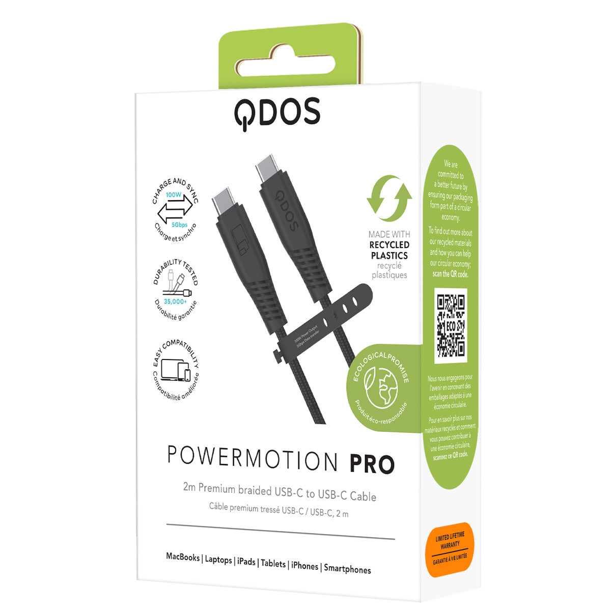 PowerMotion Pro - USB-C to USB-C Cable (USB 3.0, 2m) - Black