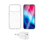 STARTER PACK (EU Plug) - iPhone 18 Pro | 17 Pro - HYBRID SNAP Case & OptiGuard ECO Glass & 30w EU PowerCube Bundle - White