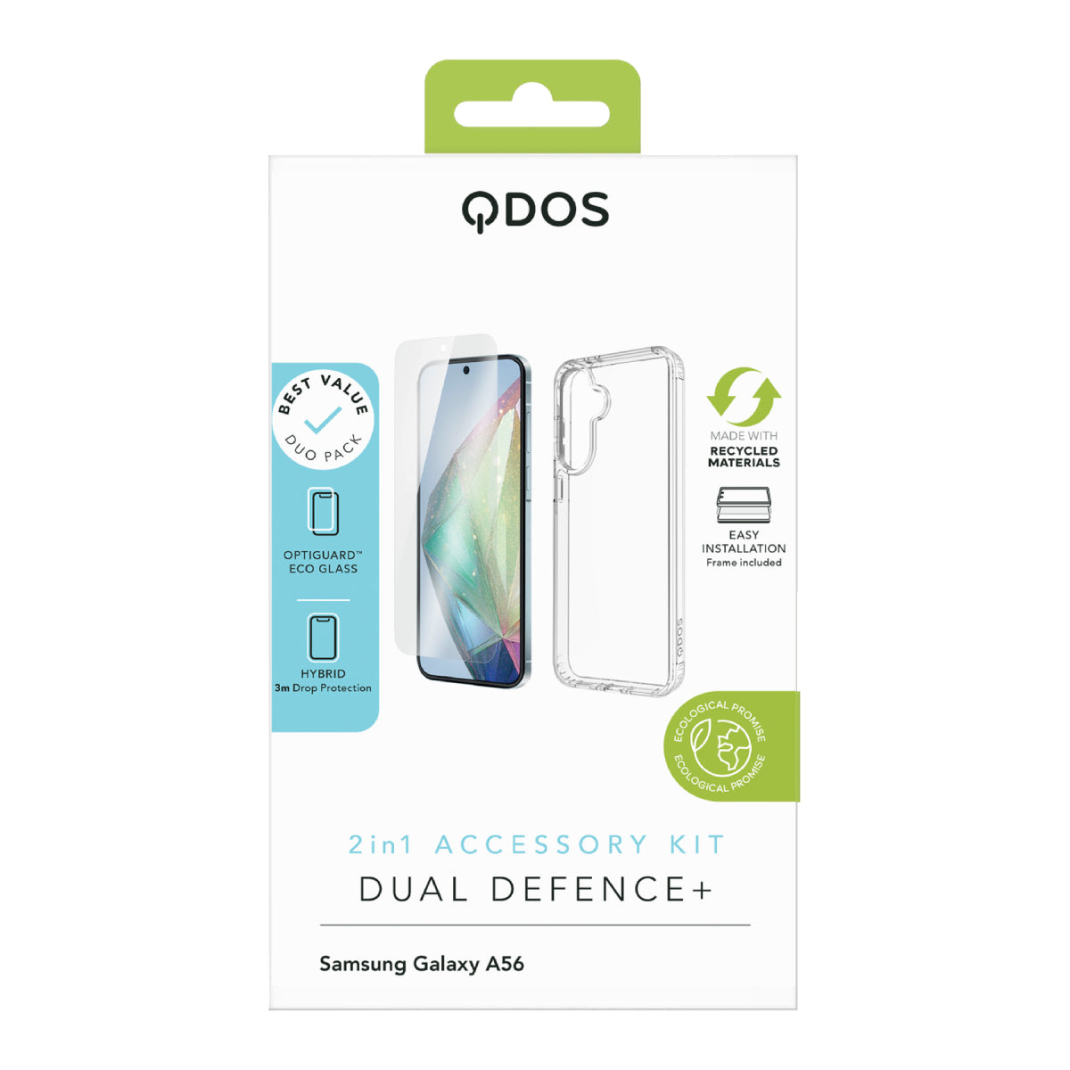 DUAL DEFENCE+ for Samsung Galaxy A56 - HYBRID 3m Clear Case I OptiGuard ECO Glass