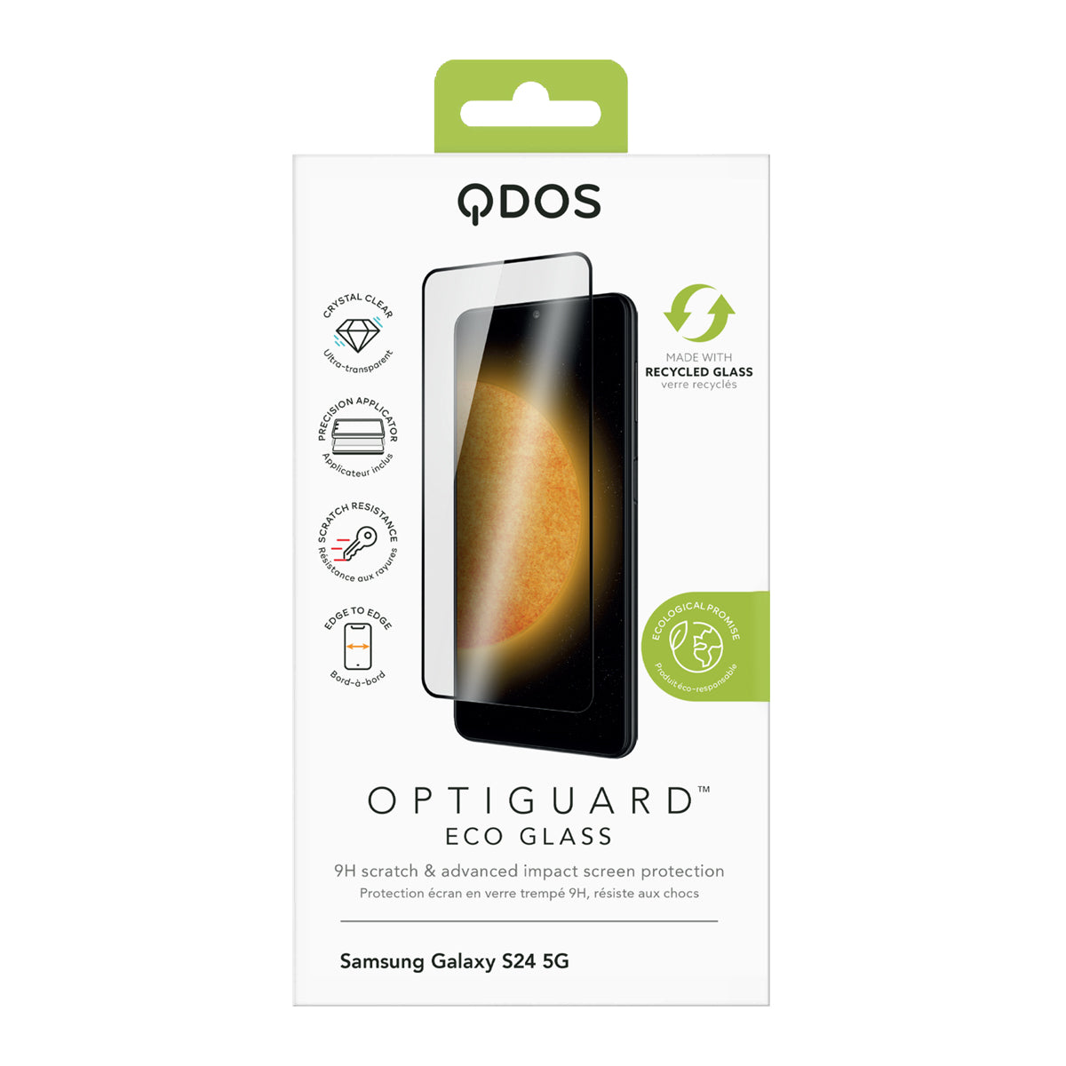 OptiGuard Eco Glass Plus - Samsung Galaxy S25 | S24 Screen Protector - Clear / Black Frame