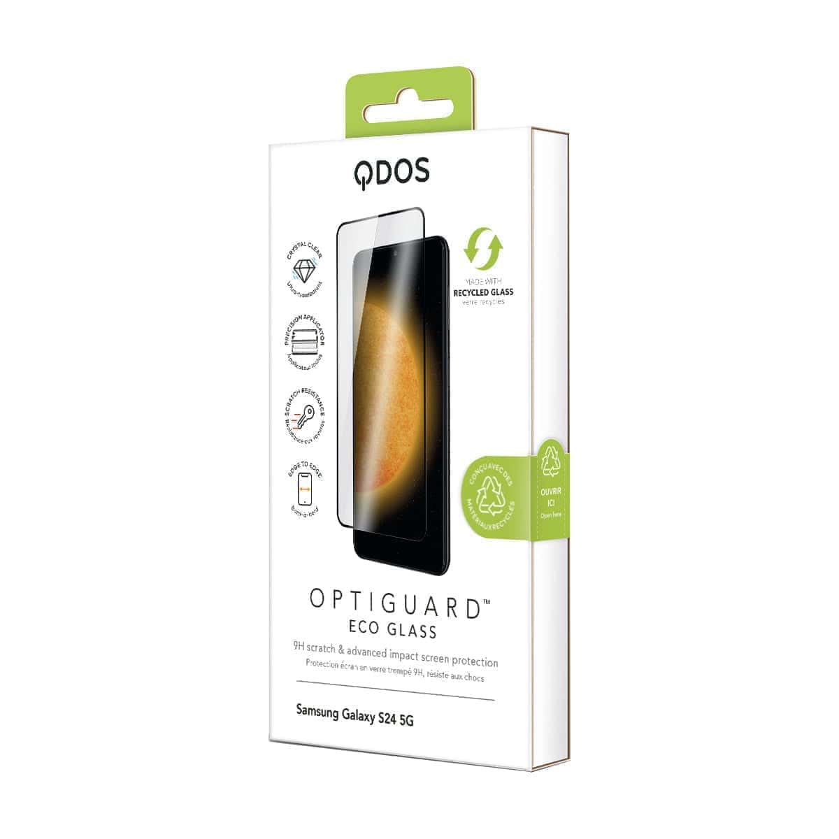 OptiGuard Eco Glass Plus - Samsung Galaxy S25 | S24 Screen Protector - Clear / Black Frame