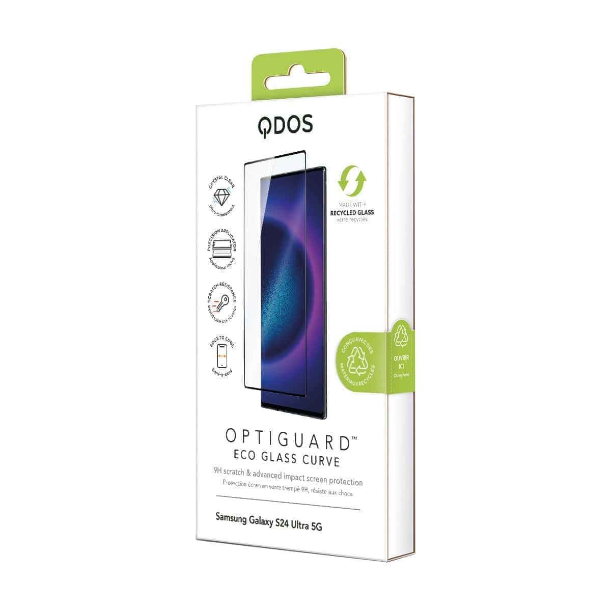 OptiGuard Eco Glass Curve - Samsung Galaxy S24 Ultra Screen Protector - Clear / Black Frame