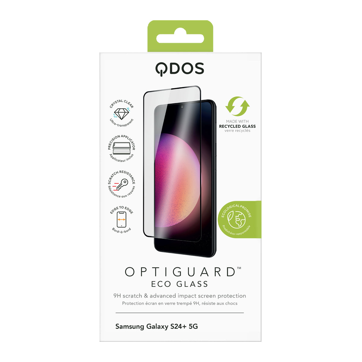 OptiGuard Eco Glass Plus - Samsung Galaxy S25+ | S24+ Screen Protector - Clear / Black Frame