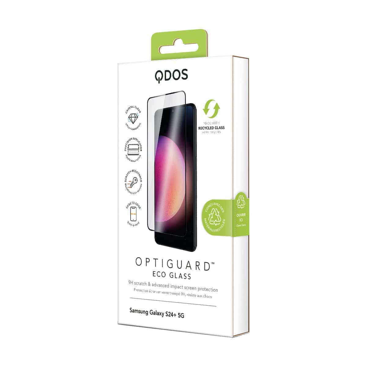 OptiGuard Eco Glass Plus - Samsung Galaxy S25+ | S24+ Screen Protector - Clear / Black Frame
