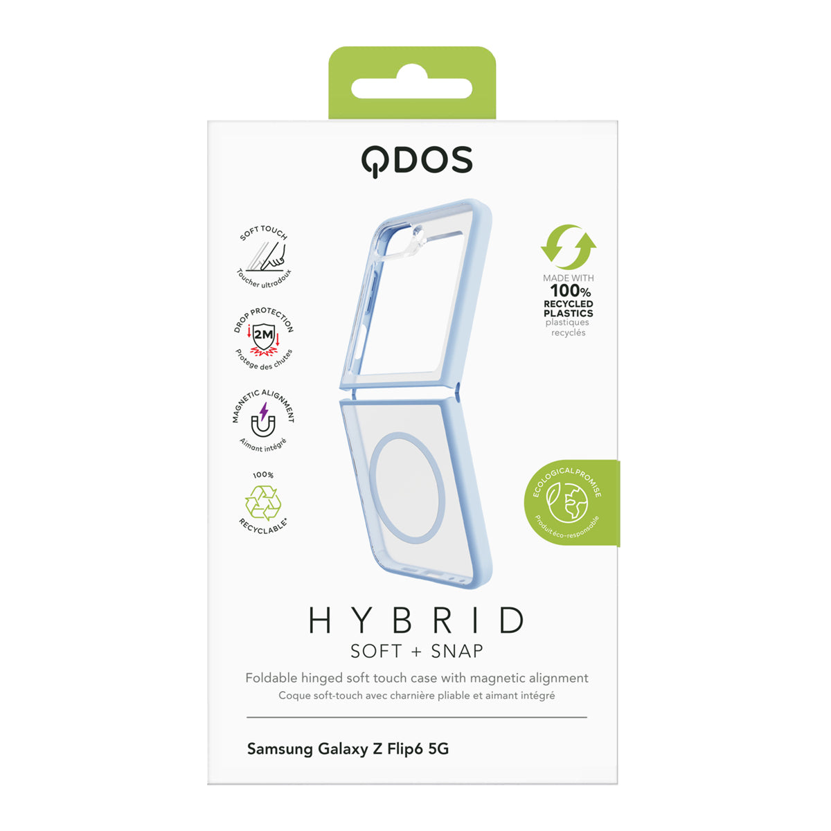 Hybrid Soft + Snap - Samsung Galaxy Z Flip6 Case Qi Compatible - Clear / Blue