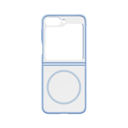 Hybrid Soft + Snap - Samsung Galaxy Z Flip6 Case Qi Compatible - Clear / Blue