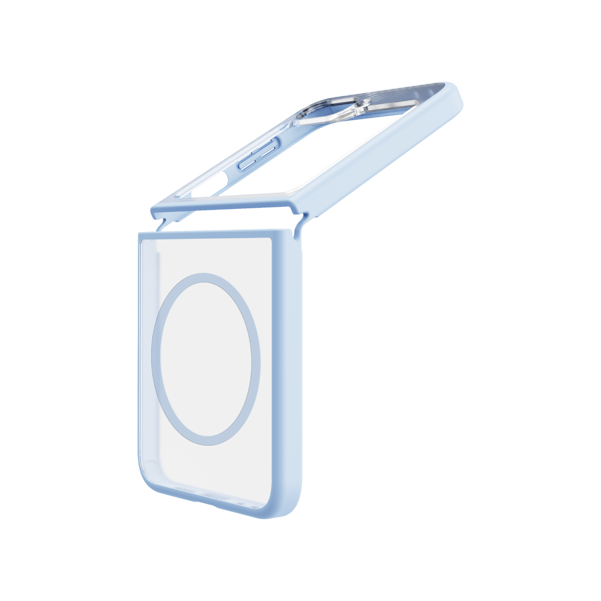 Hybrid Soft + Snap - Samsung Galaxy Z Flip6 Case Qi Compatible - Clear / Blue