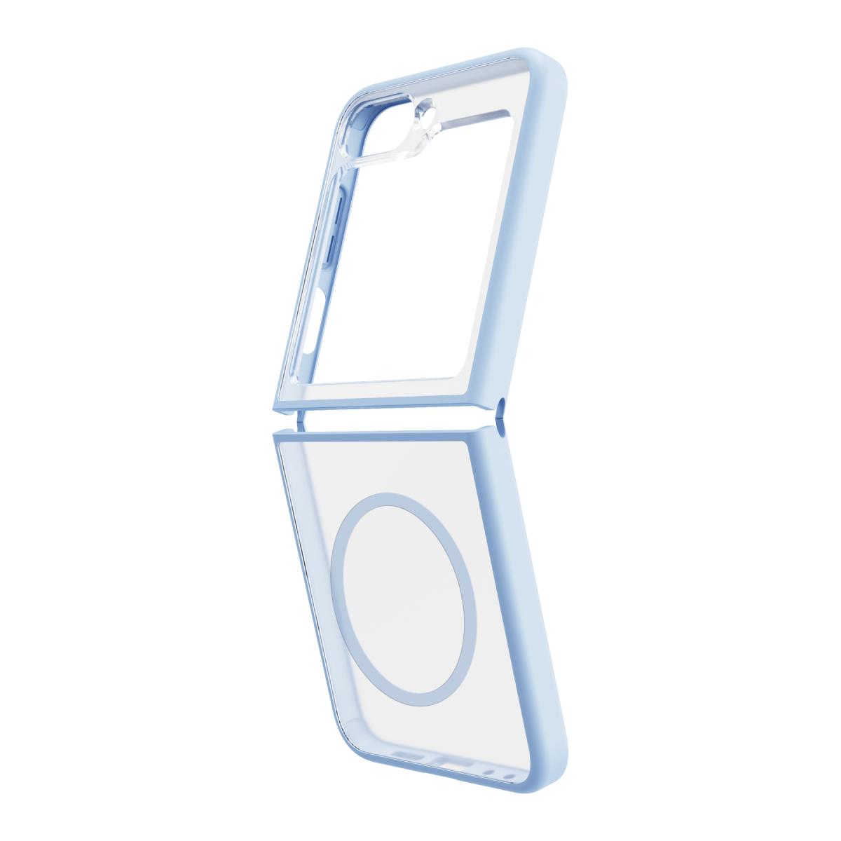 Hybrid Soft + Snap - Samsung Galaxy Z Flip6 Case Qi Compatible - Clear / Blue