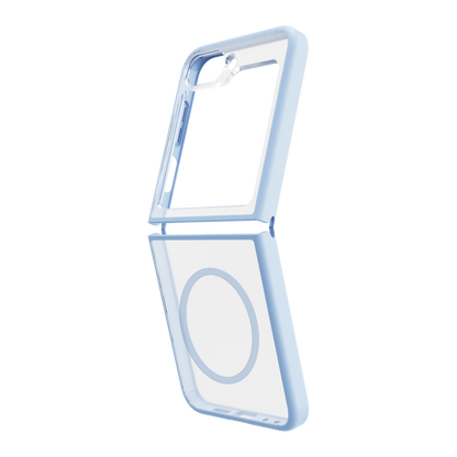 Hybrid Soft + Snap - Samsung Galaxy Z Flip6 Case Qi Compatible - Clear / Blue
