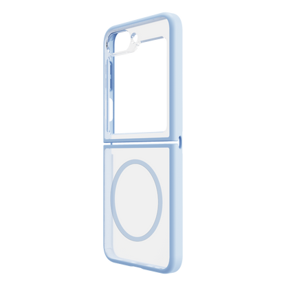 Hybrid Soft + Snap - Samsung Galaxy Z Flip6 Case Qi Compatible - Clear / Blue