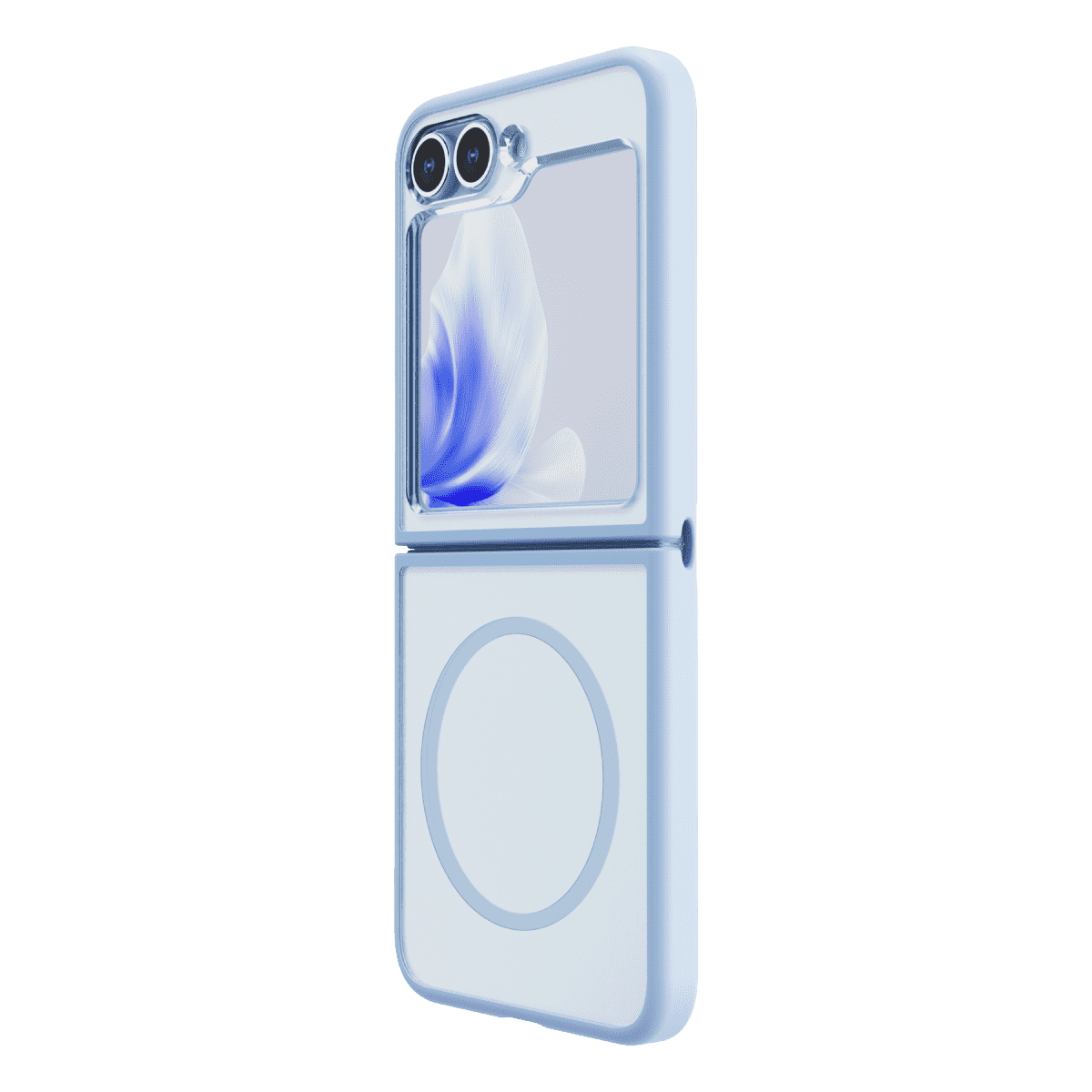 Hybrid Soft + Snap - Samsung Galaxy Z Flip6 Case Qi Compatible - Clear / Blue