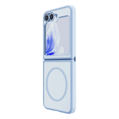 Hybrid Soft + Snap - Samsung Galaxy Z Flip6 Case Qi Compatible - Clear / Blue