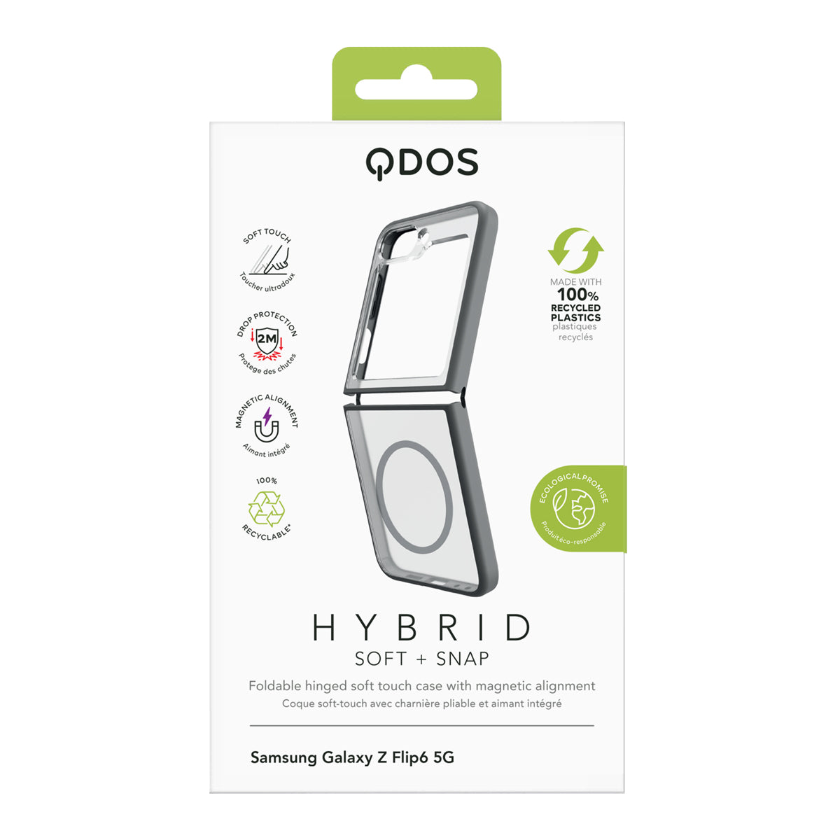 Hybrid Soft + Snap - Samsung Galaxy Z Flip6 Case Qi Compatible - Clear / Grey