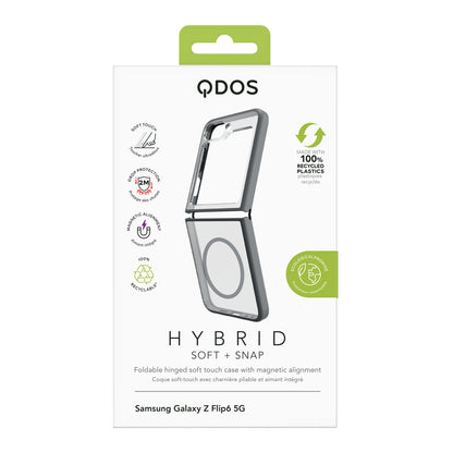Hybrid Soft + Snap - Samsung Galaxy Z Flip6 Case Qi Compatible - Clear / Grey