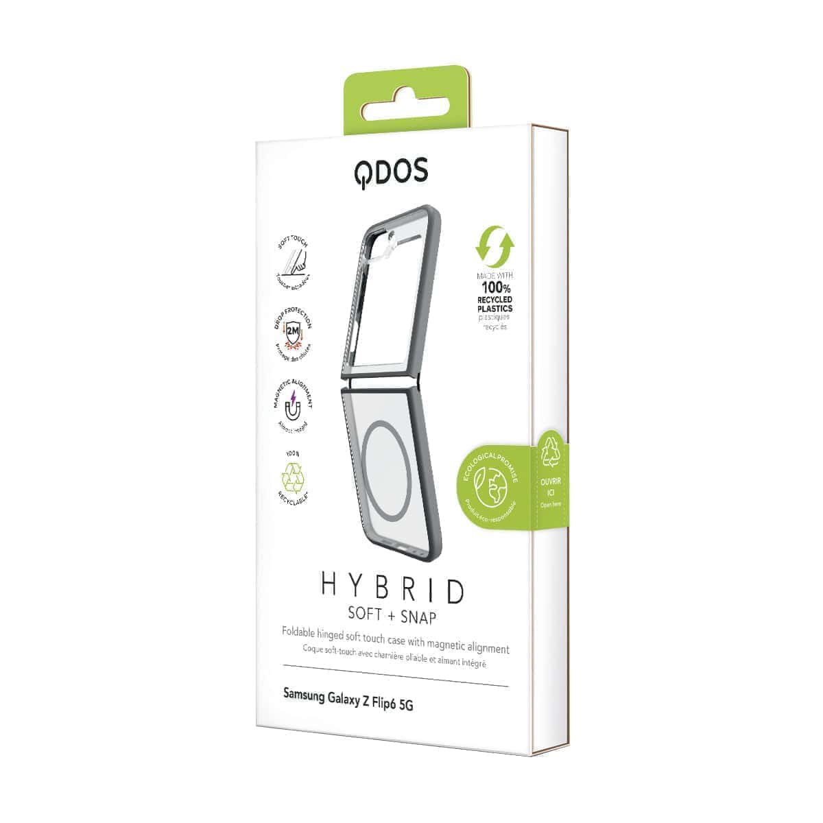 Hybrid Soft + Snap - Samsung Galaxy Z Flip6 Case Qi Compatible - Clear / Grey