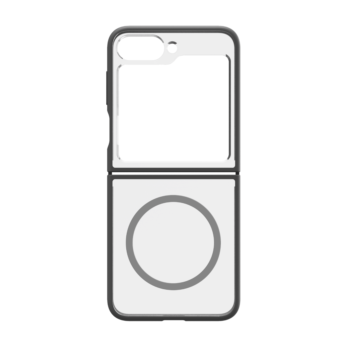 Hybrid Soft + Snap - Samsung Galaxy Z Flip6 Case Qi Compatible - Clear / Grey