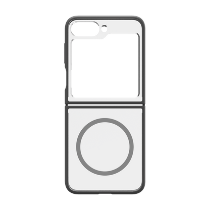 Hybrid Soft + Snap - Samsung Galaxy Z Flip6 Case Qi Compatible - Clear / Grey