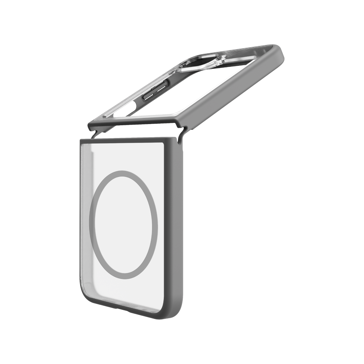 Hybrid Soft + Snap - Samsung Galaxy Z Flip6 Case Qi Compatible - Clear / Grey