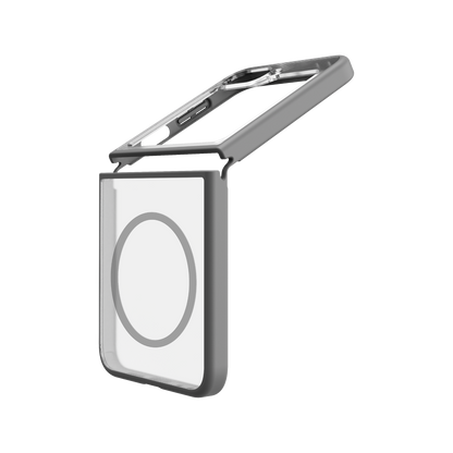 Hybrid Soft + Snap - Samsung Galaxy Z Flip6 Case Qi Compatible - Clear / Grey