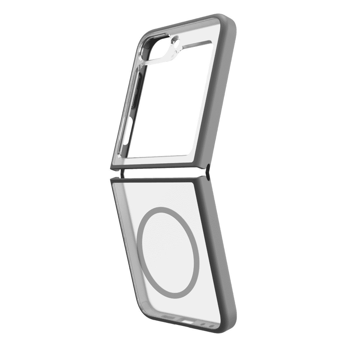 Hybrid Soft + Snap - Samsung Galaxy Z Flip6 Case Qi Compatible - Clear / Grey