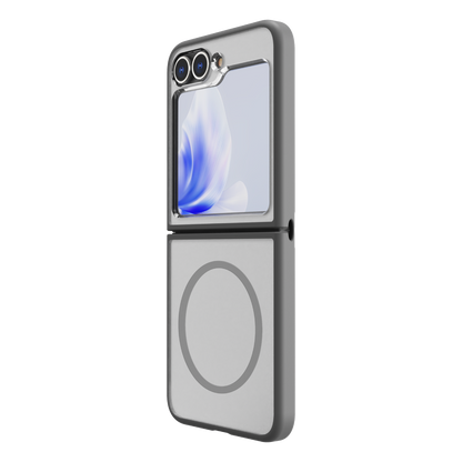 Hybrid Soft + Snap - Samsung Galaxy Z Flip6 Case Qi Compatible - Clear / Grey
