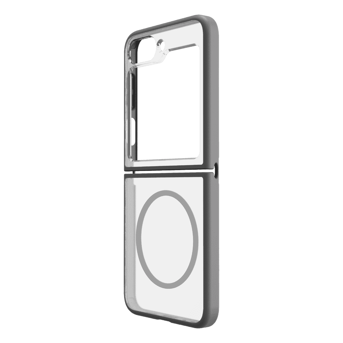 Hybrid Soft + Snap - Samsung Galaxy Z Flip6 Case Qi Compatible - Clear / Grey