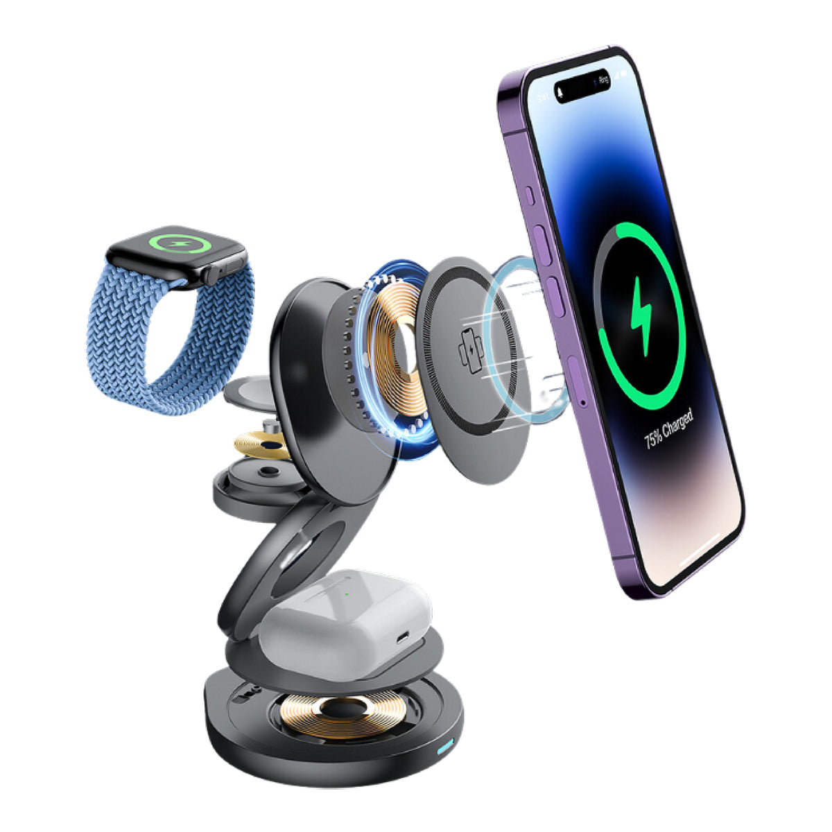 SnapStand 3-in-1 Wireless Charger - Space Grey
