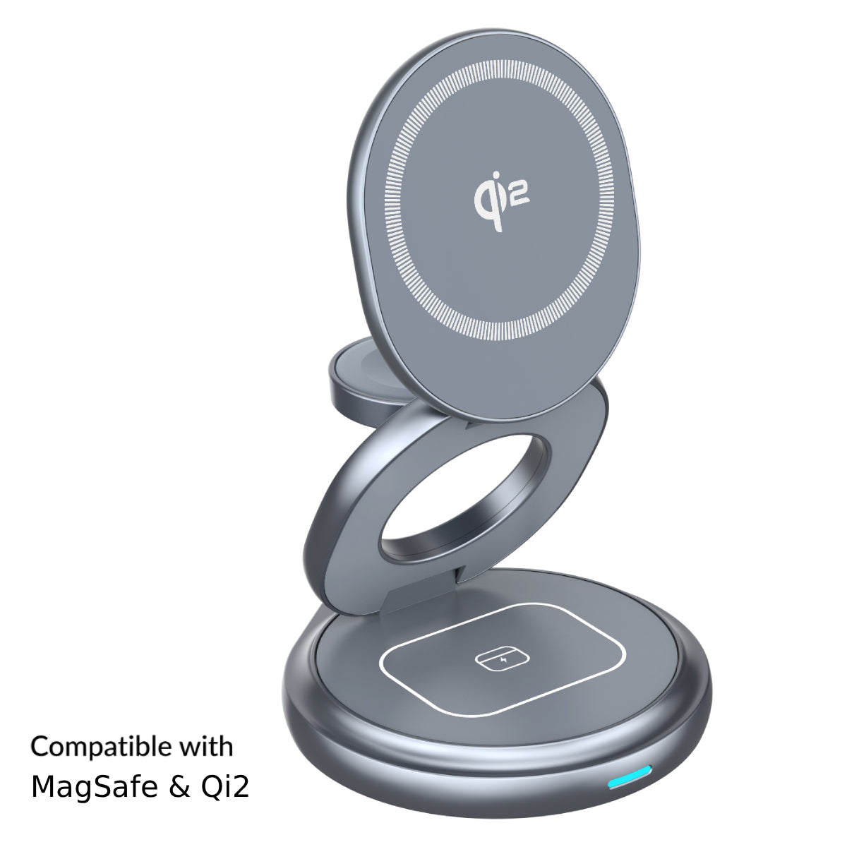 SnapStand Qi2 3-in-1 Wireless Charger - Space Grey
