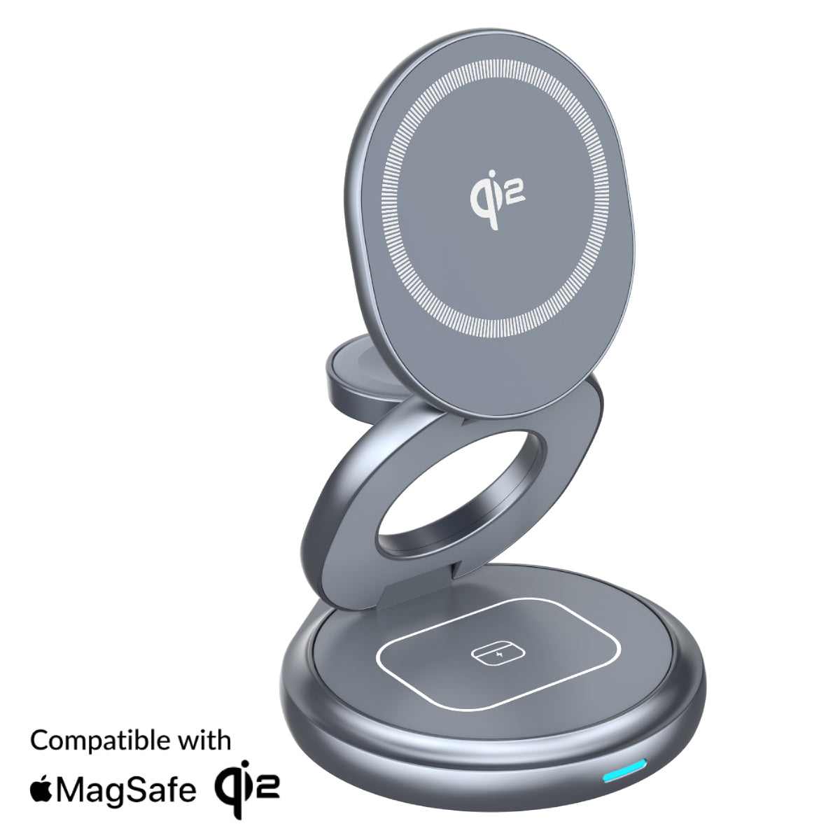 SnapStand Qi2 3-in-1 Wireless Charger - Space Grey