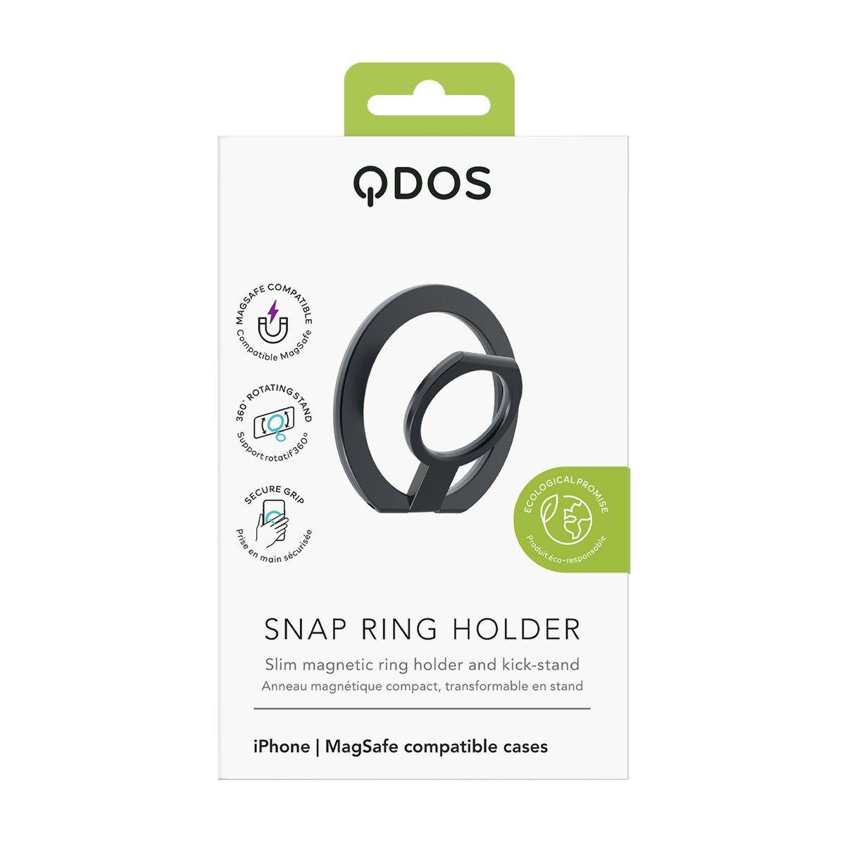 Snap Ring Holder - MagSafe Compatible Case Kick-stand - Black