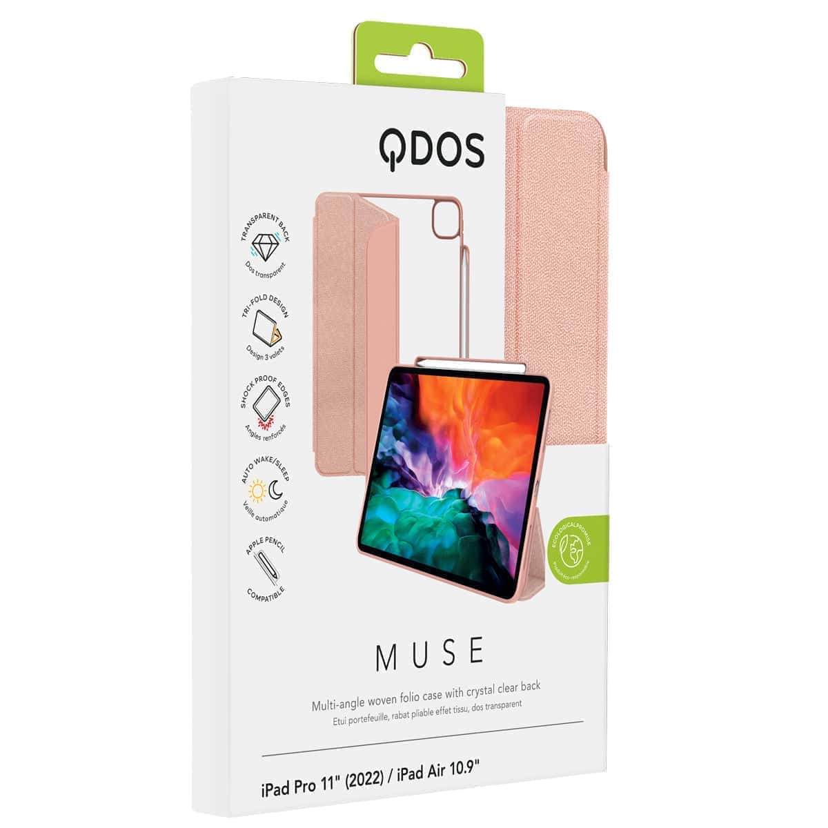 MUSE - Apple iPad Air 11-inch (M3/M2) | iPad Air (5th/4th gen) | iPad Pro 11-inch (4th/3rd/2nd/1st gen) Folio Case - Clear / Pink