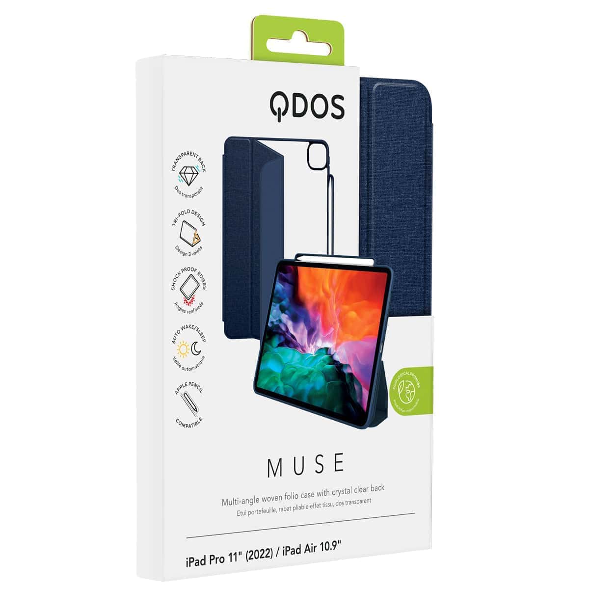 MUSE - Apple iPad Air 11-inch (M3/M2) | iPad Air (5th/4th gen) | iPad Pro 11-inch (4th/3rd/2nd/1st gen) Folio Case - Clear / Blue