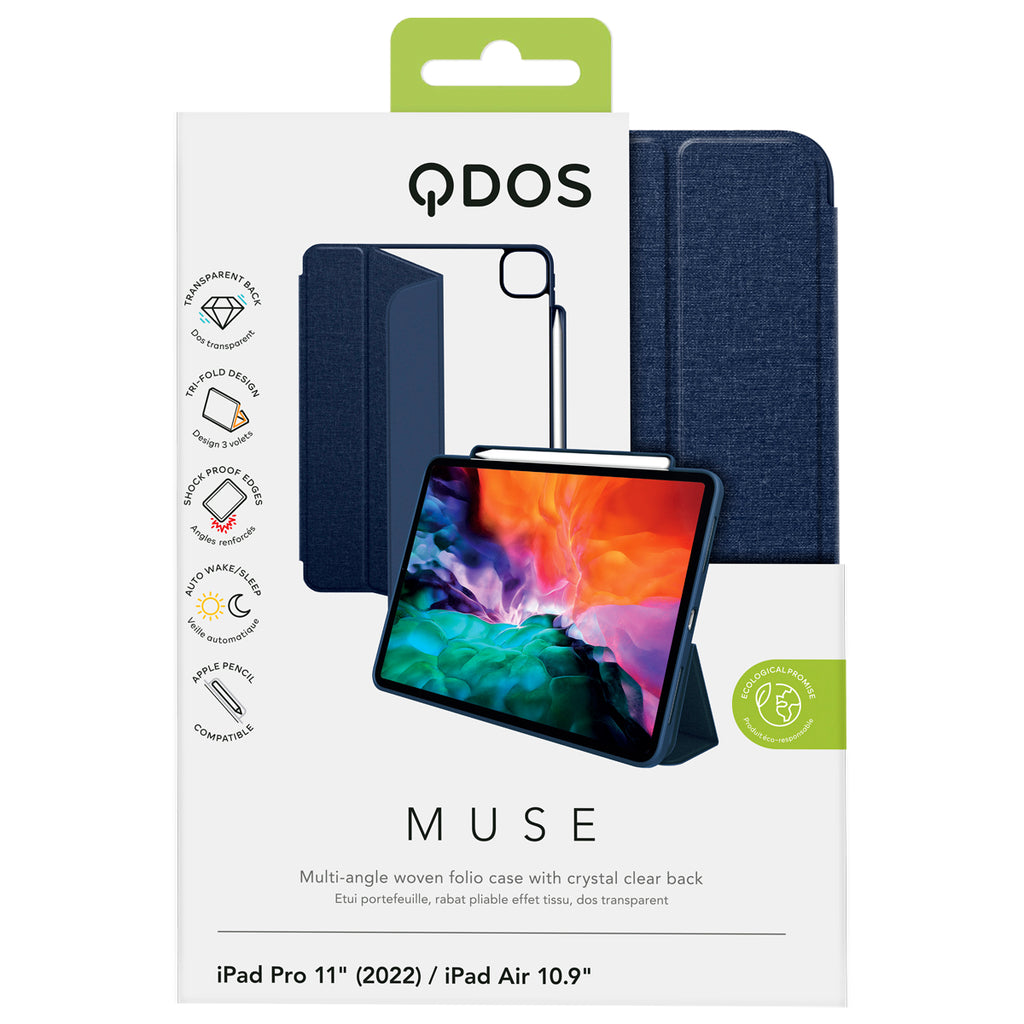 MUSE - Apple iPad Air 11-inch (M4/M3/M2) | iPad Air (5th/4th gen) | iPad Pro 11-inch (4th/3rd/2nd/1st gen) Folio Case - Clear / Blue