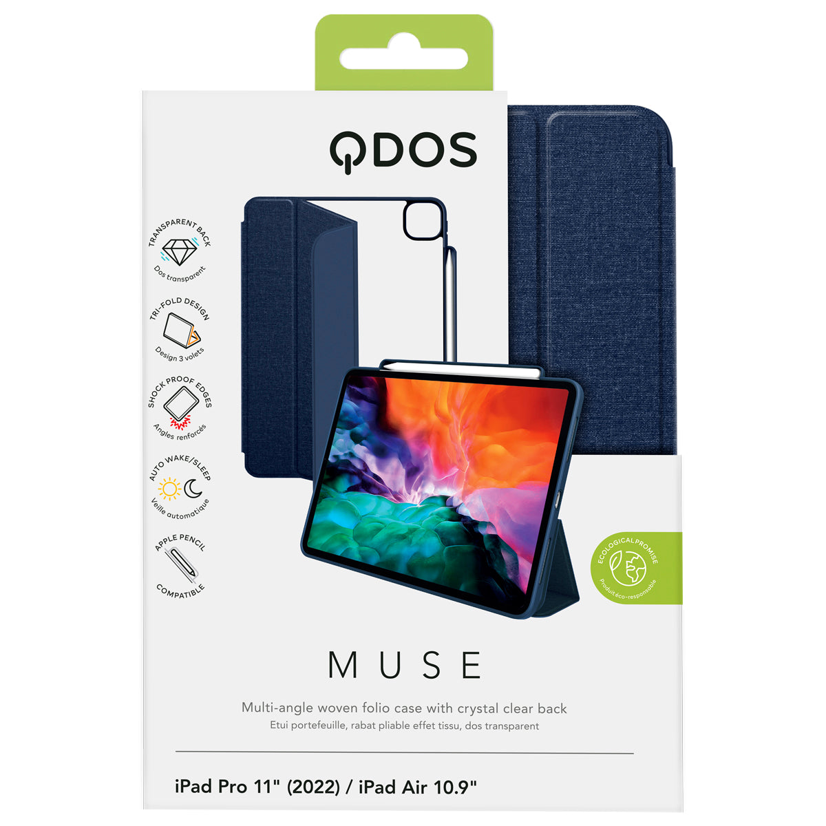 MUSE - Apple iPad Air 11-inch (M3/M2) | iPad Air (5th/4th gen) | iPad Pro 11-inch (4th/3rd/2nd/1st gen) Folio Case - Clear / Blue