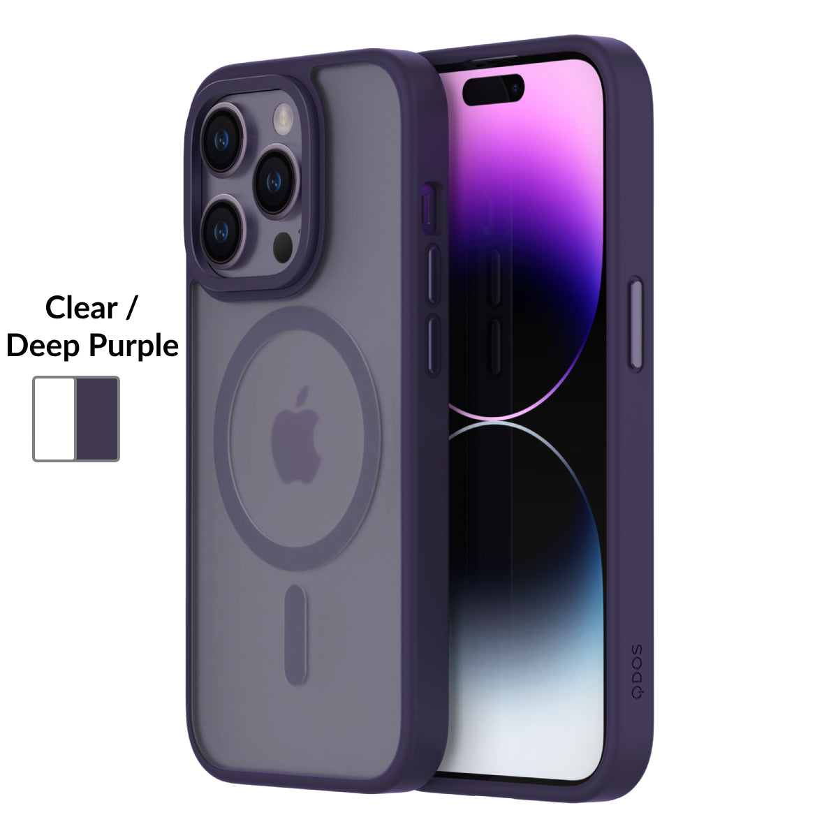 Hybrid Soft + Snap - iPhone 14 Pro Case MagSafe Compatible - Clear / Deep Purple
