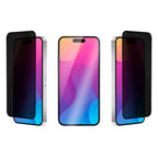 OptiGuard Eco Glass Privacy - Apple iPhone 15 Plus, iPhone 14 Pro Max Screen Protector - Privacy Black, Different Angled View of the Screen Protector applied on the Display of the Phone.