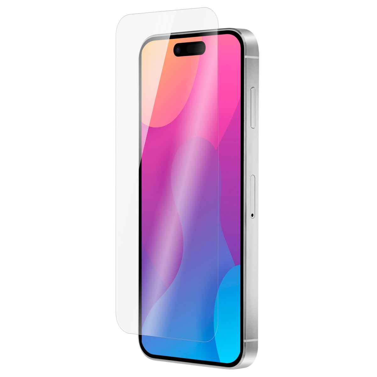 OptiGuard Eco Glass - Apple iPhone 15 Plus Screen Protector - Clear, Left Angled Front View with Screen Protector applied on the Display of the Phone
