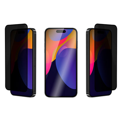 OptiGuard Eco Glass Privacy - Apple iPhone 15 Pro Max Screen Protector - Privacy Black, Different Angled View of the Screen Protector applied on the Display of the Phone