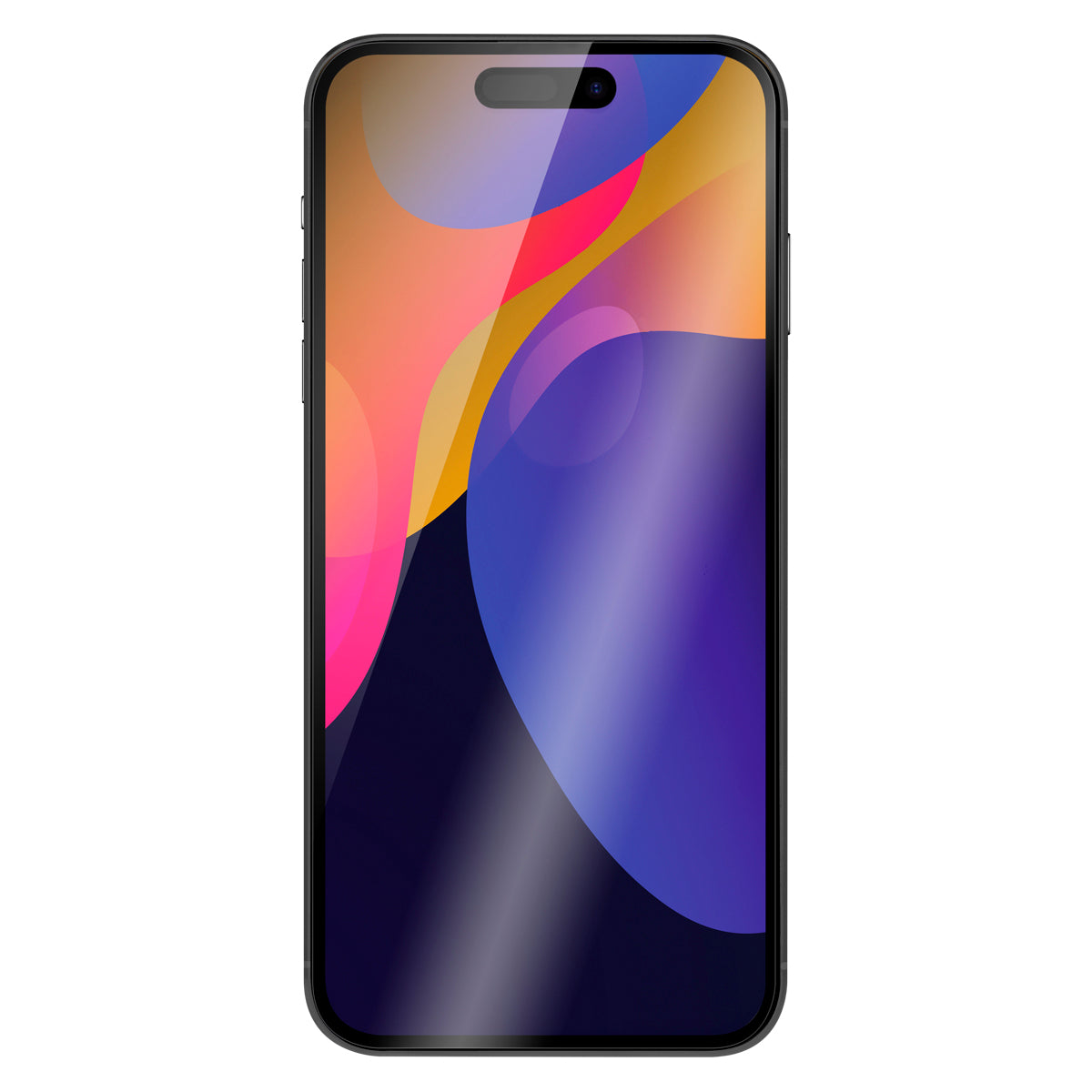 OptiGuard Eco Glass Privacy - Apple iPhone 15 Pro Max Screen Protector - Privacy Black, Front View of the Screen Protector applied on the Display of the Phone