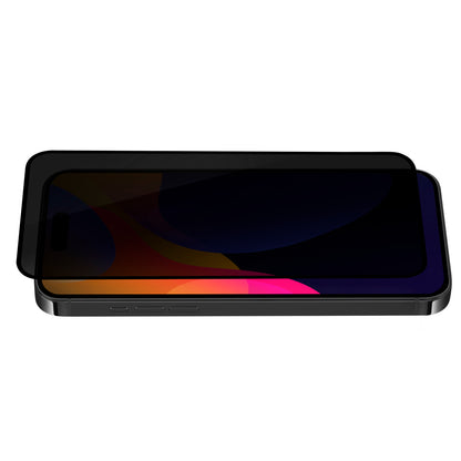 OptiGuard Eco Glass Privacy - Apple iPhone 15 Pro Max Screen Protector - Privacy Black, Angled Front View of the Screen Protector applied on the Display of the Phone
