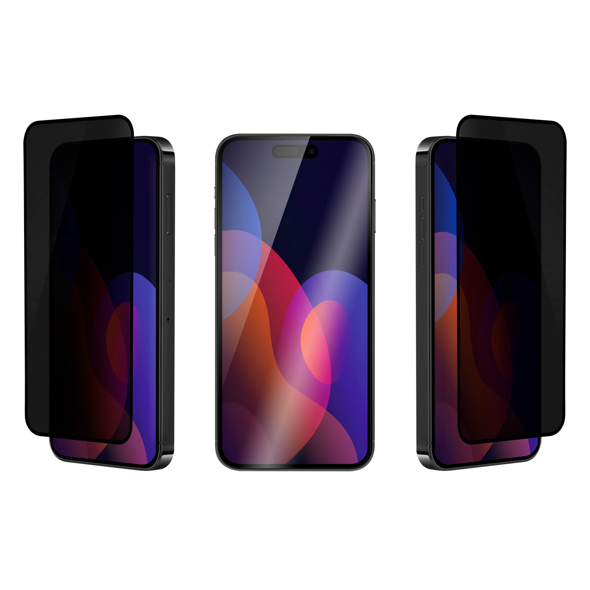 OptiGuard Eco Glass Privacy - Apple iPhone 15 Pro Screen Protector - Privacy Black, Different Angled View of the Screen Protector applied on the Display of the Phone