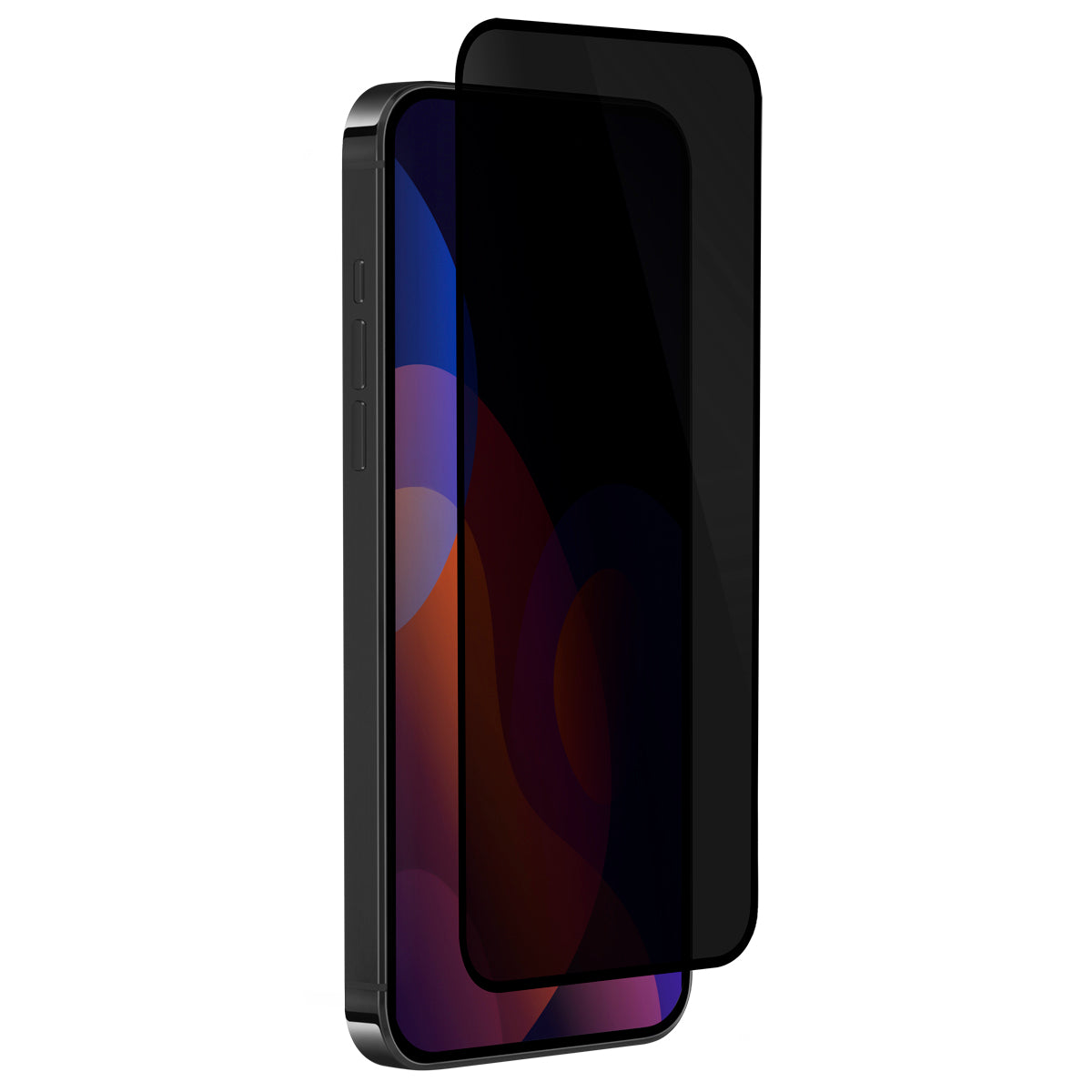 OptiGuard Eco Glass Privacy - Apple iPhone 15 Pro Screen Protector - Privacy Black, Right Angled Front View of the Screen Protector applied on the Display of the Phone