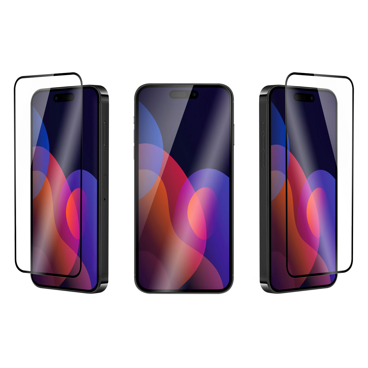 OptiGuard Eco Glass Plus - Apple iPhone 15 Pro Screen Protector - Clear, Different Angled View of the Screen Protector applied on the Display of the Phone.