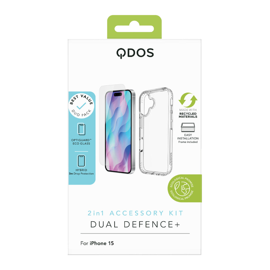 DUAL DEFENCE+ | iPhone 15 - Clear Case & Screen Protector Bundle