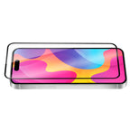 OptiGuard Eco Glass Plus - Apple iPhone 15, iPhone 14 Screen Protector - Clear, Angled Front View of the Screen Protector applied on the Display of the Phone.