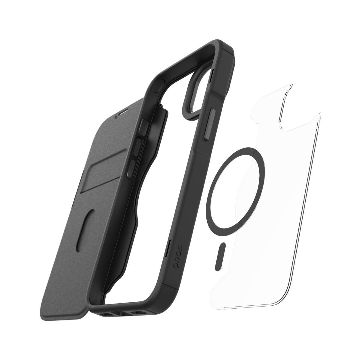 (GRS) Hybrid Fold | MIL STD - iPhone 17e | iPhone 16e | iPhone 14 | iPhone 13 Folio Case Magsafe Compatible - Clear