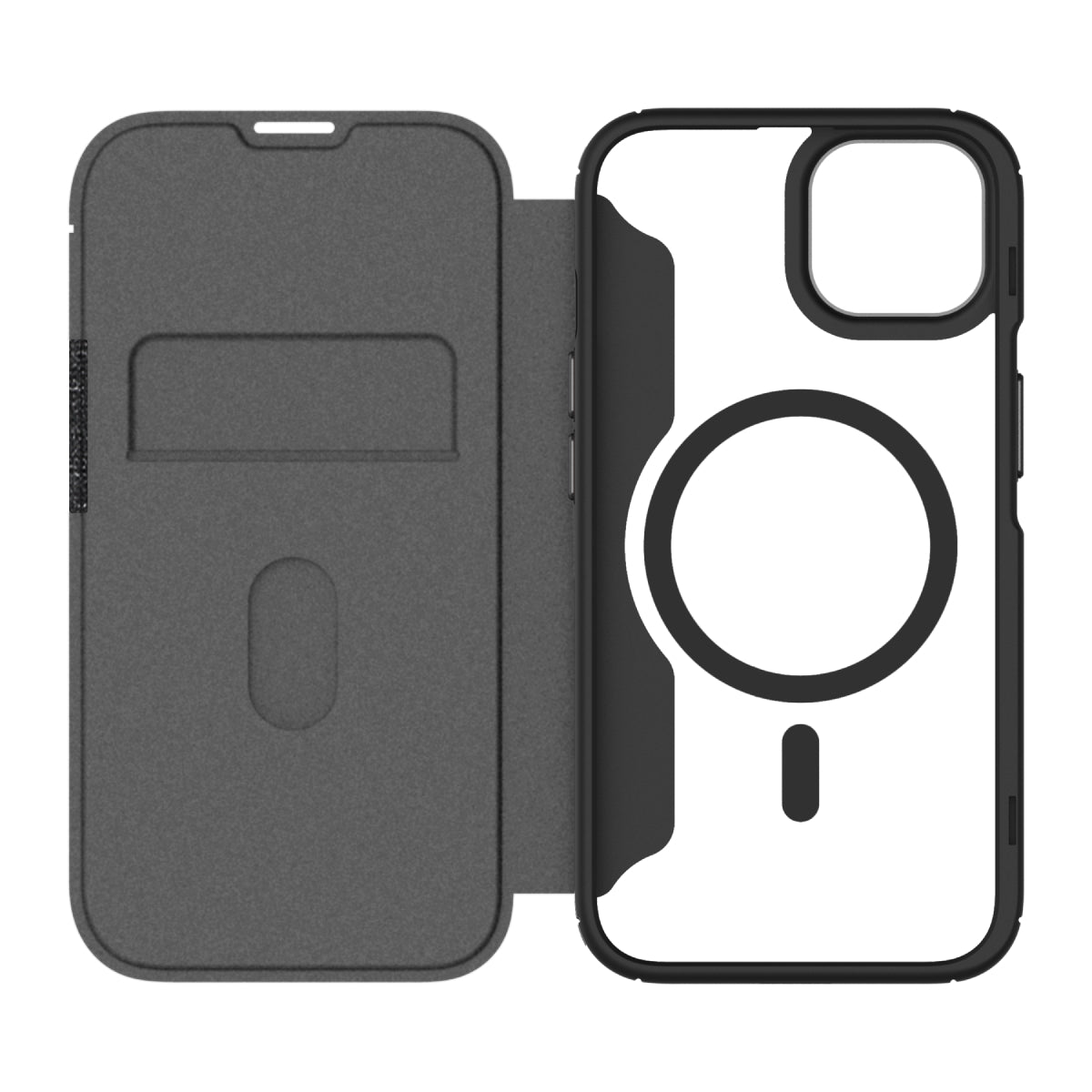 (GRS) Hybrid Fold | MIL STD - iPhone 17e | iPhone 16e | iPhone 14 | iPhone 13 Folio Case Magsafe Compatible - Clear