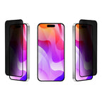 OptiGuard Eco Glass Privacy - Apple iPhone 16 Plus, iPhone 15 Plus Screen Protector - Privacy Black, Different Angled View with Screen Protector applied on the Display of the Phone